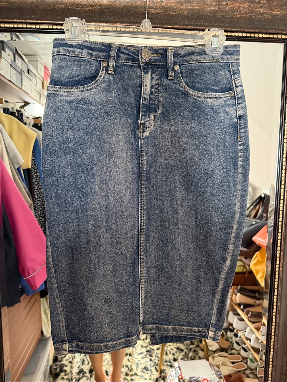 Classic Blue Denim Pencil Skirt - Women's Jeans